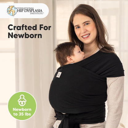 KeaBabies Baby Wrap Carrier, All in 1 Original Baby Carrier (Trendy Black)