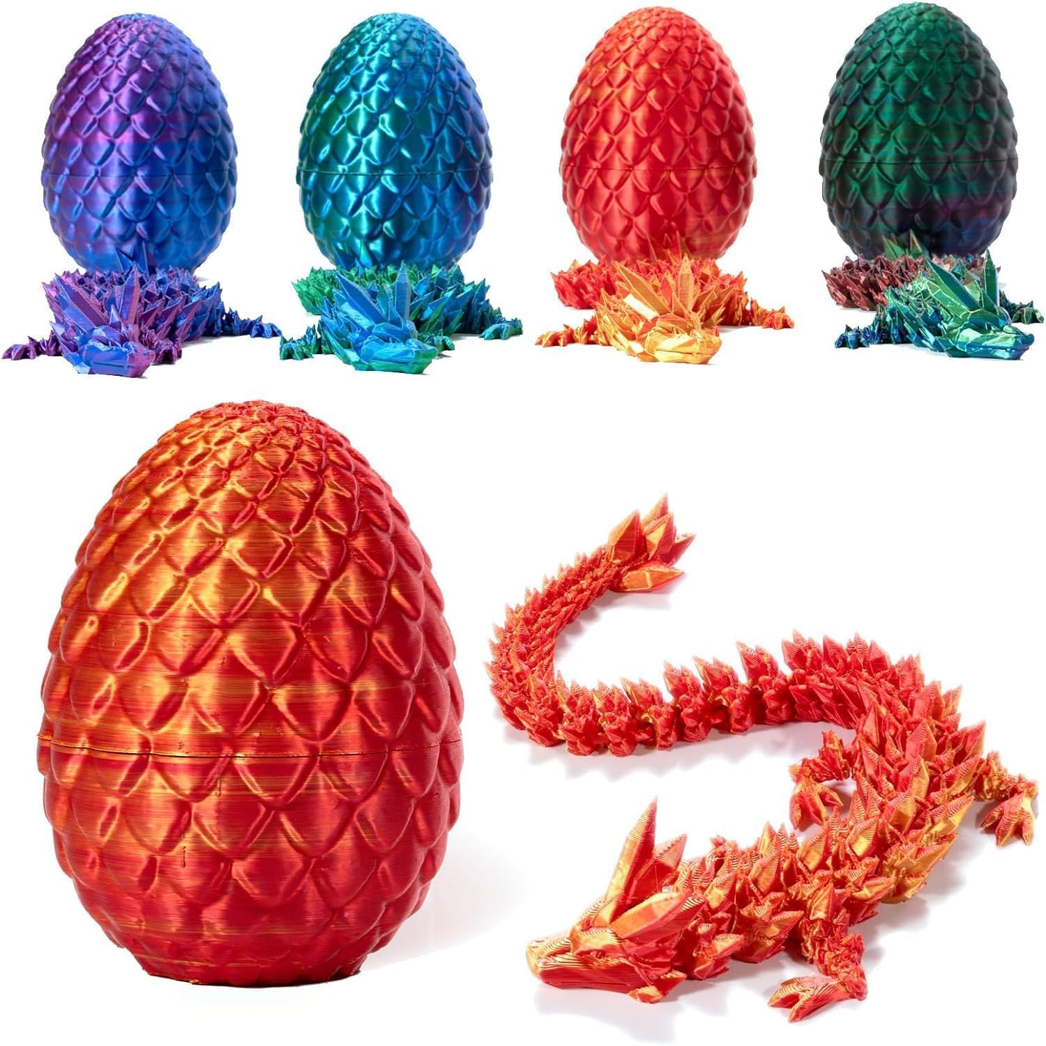 3D Printed Dragon Fidget Toys Dragon Egg 12inch Flexible Dragon Toy 3D Printed Dragon Egg with