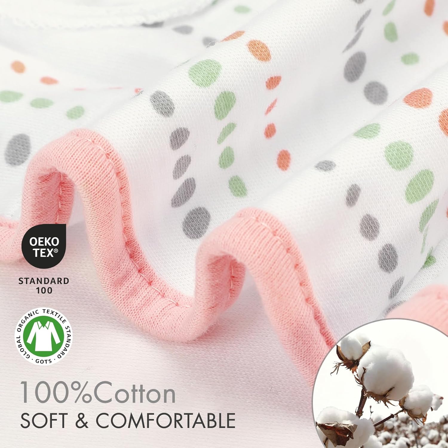 GLLQUEN BABY Swaddle Blankets for Baby Girls, 3-6 Months, Orange Pink Feather & Wave Point, 3 Pack