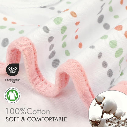 GLLQUEN BABY Swaddle Blankets for Baby Girls, 3-6 Months, Orange Pink Feather & Wave Point, 3 Pack