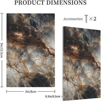 Brown Marble Granite Golden Lines Print Light Switch Cover Plate 1 Gang No Device Blank Electrical