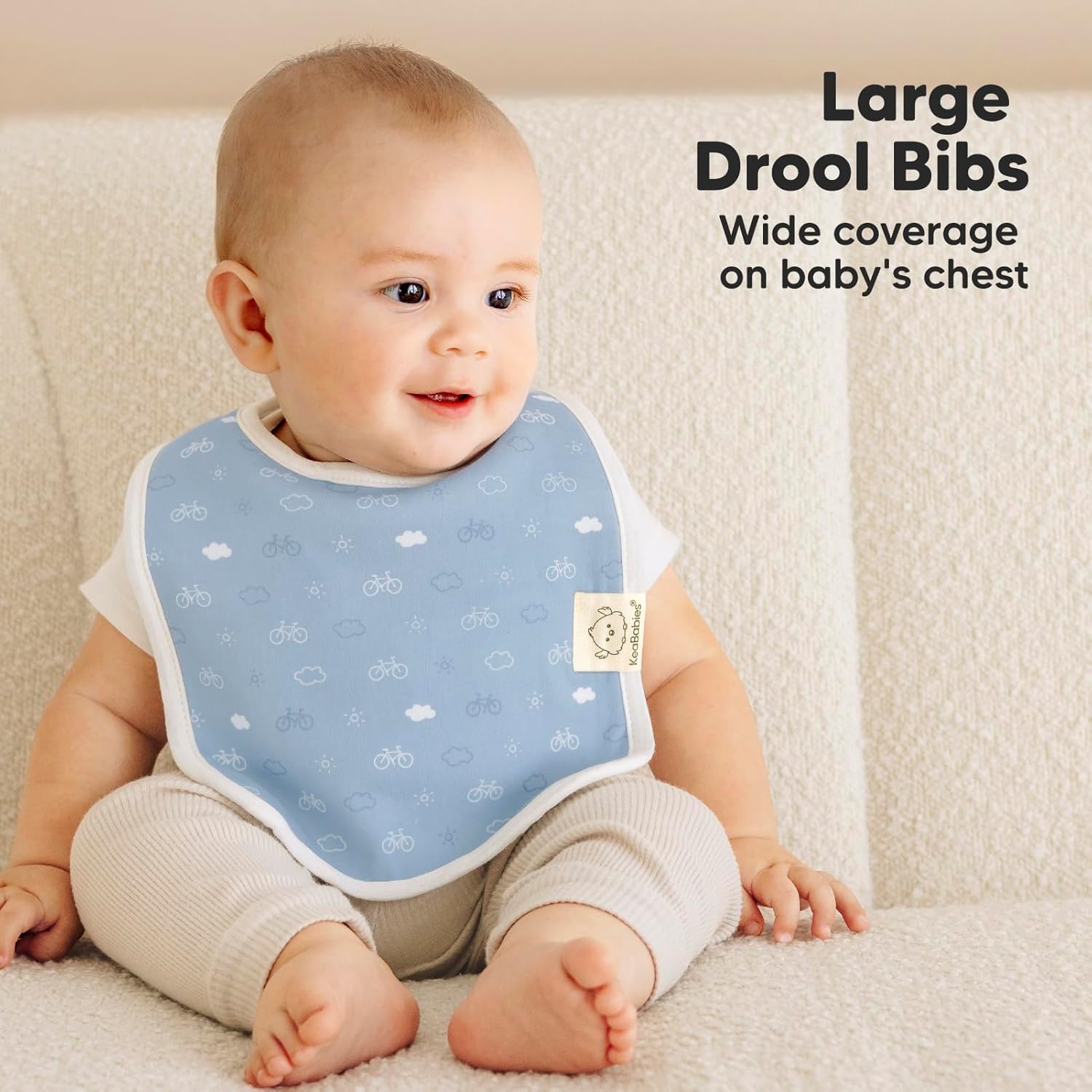 KeaBabies 8-Pack Organic Baby Bibs for Boys, Girls - Super Absorbent Cotton Drool Bibs for Baby