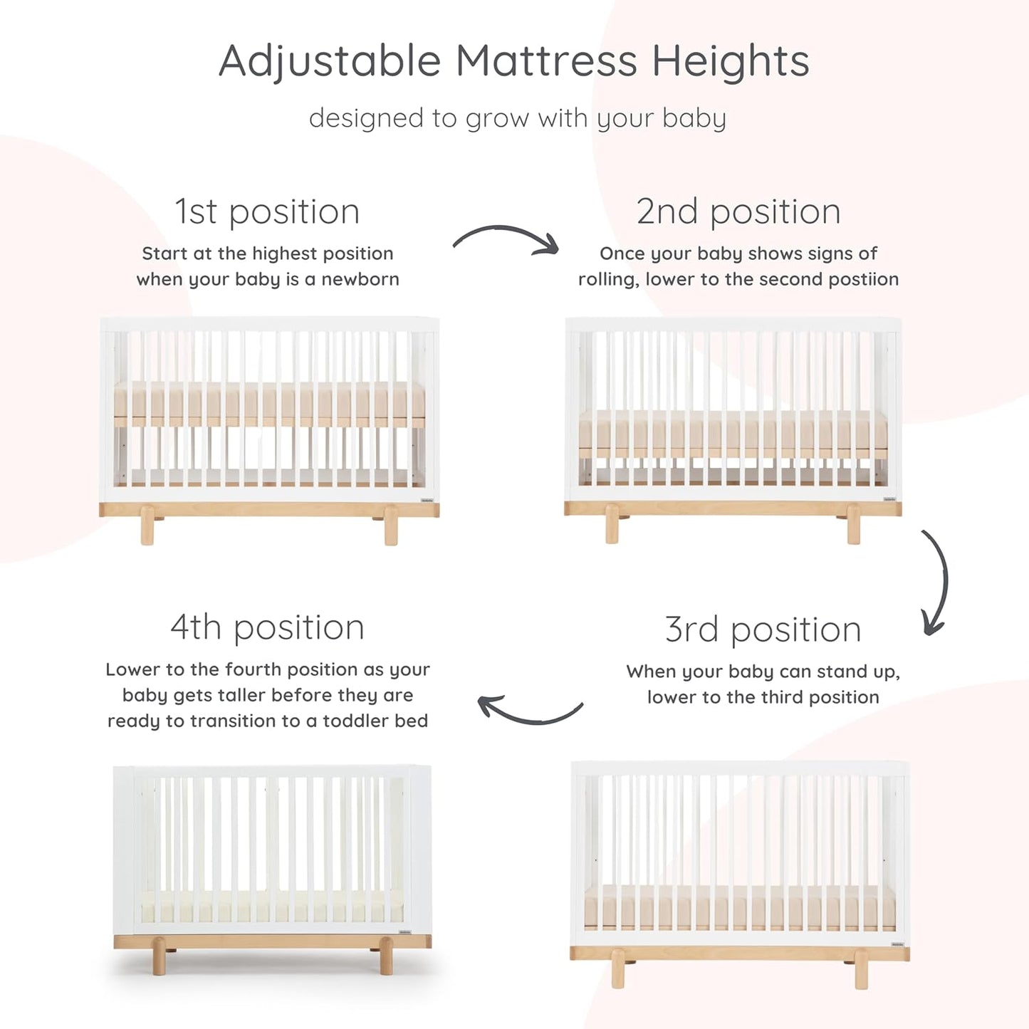 dadada Baby Bliss 4 in 1 Convertible Crib to Toddler Bed & Floor Bed – Made in Italy, GREENGUARD