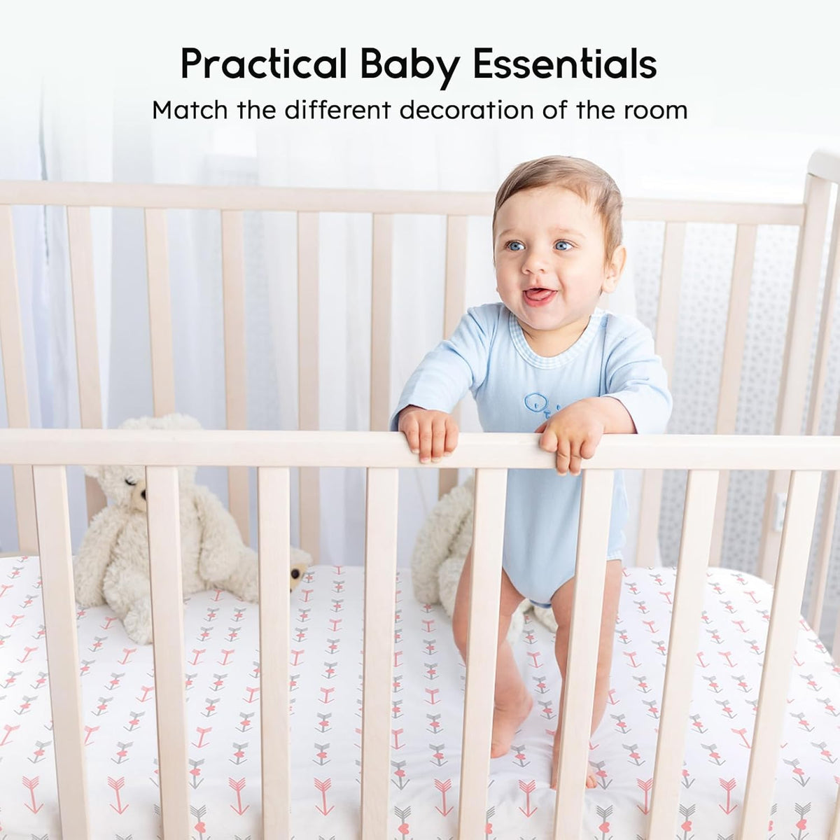 Yoofoss Baby Crib Sheets for Boys Girls, Fitted Crib Sheet 2 Pack for Standard Crib and Toddler