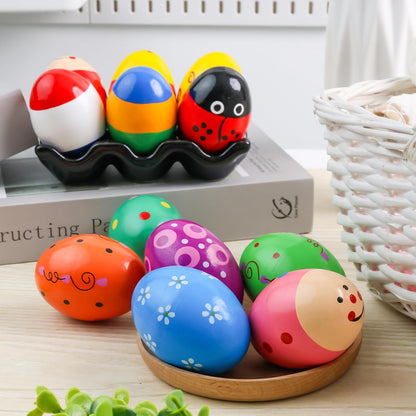 POPLAY 12PCS Wooden Percussion Musical Eggs Maracas Egg Shakers for Party Favors Classroom Prize