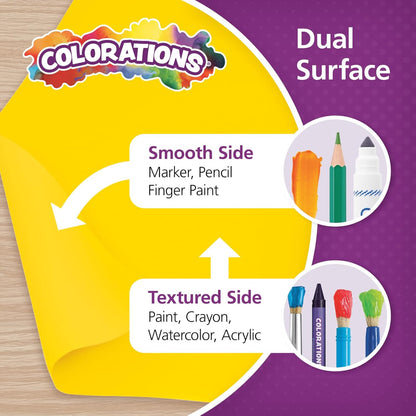 Colorations Dual Surface Paper Roll Classroom Supplies for Arts and Crafts Yellow (36" x 1000')