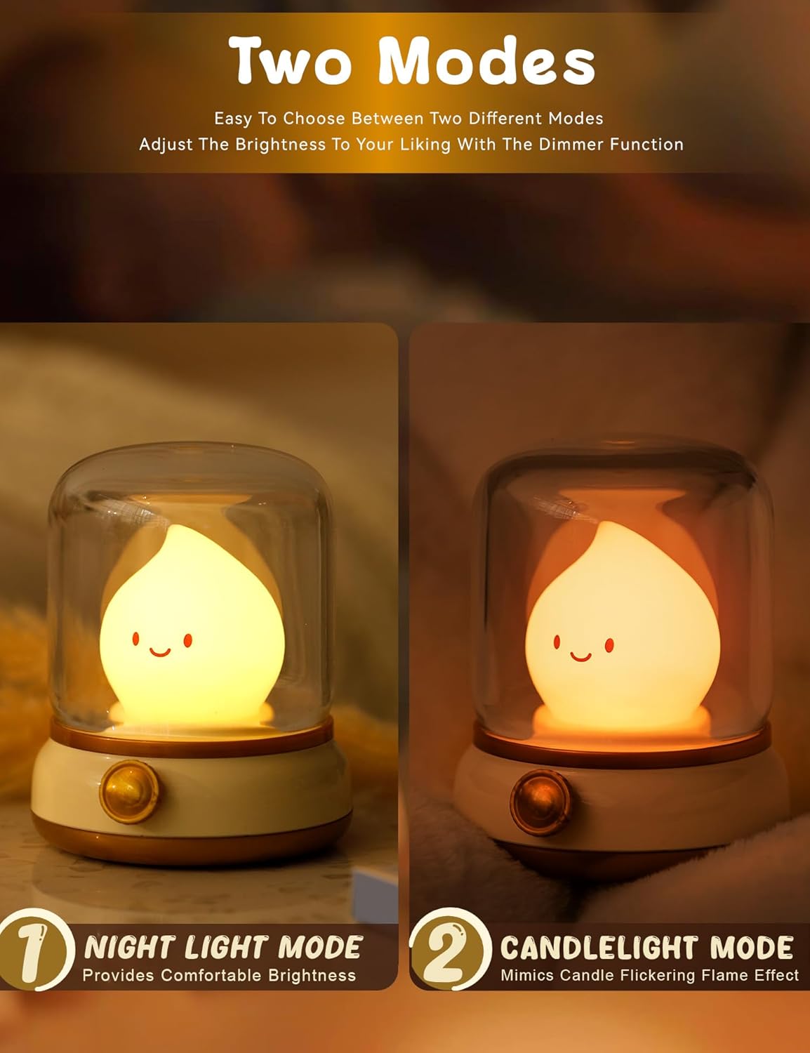 Cute Ghost Campfire Lamp, Halloween Decor,Kids Night Light，Adjustable Dimmable Rechargeable Night
