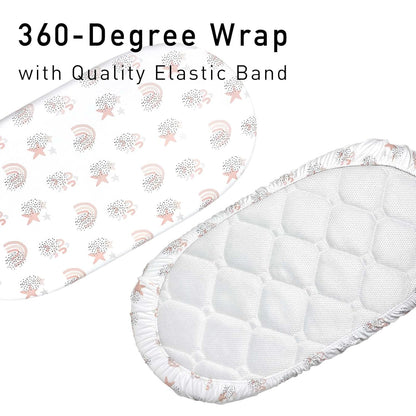 Gllquen Baby Bassinet Sheets 4 Pack, Breathable Cozy Fitted Mattress Sheet, Elastic Travel Crib