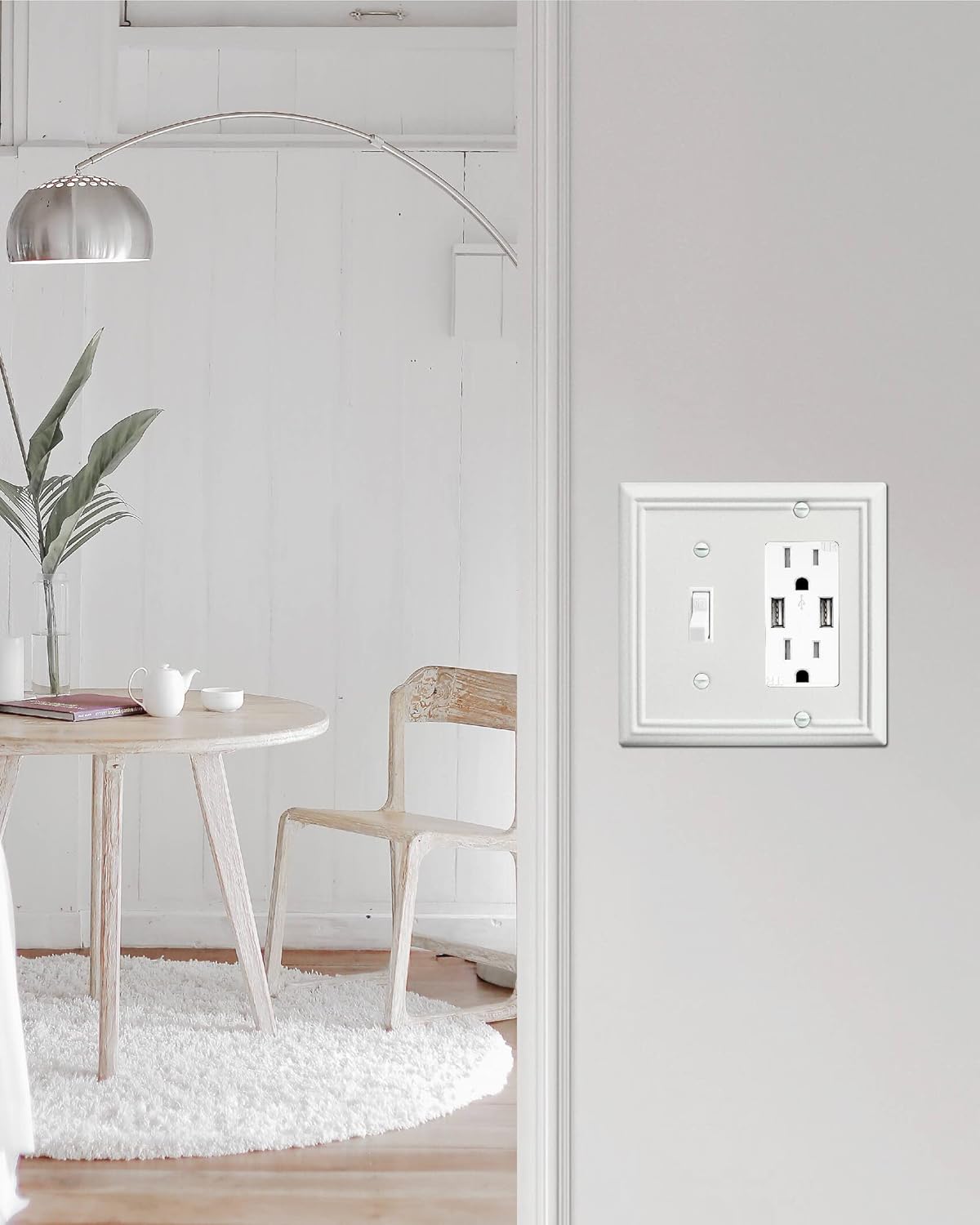 1-Pack Combination Metal Wall Plate, 1 Toggle / 1 Decorator Switch Plates and Outlet Covers, Off