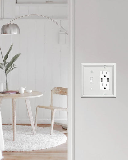 1-Pack Combination Metal Wall Plate, 1 Toggle / 1 Decorator Switch Plates and Outlet Covers, Off