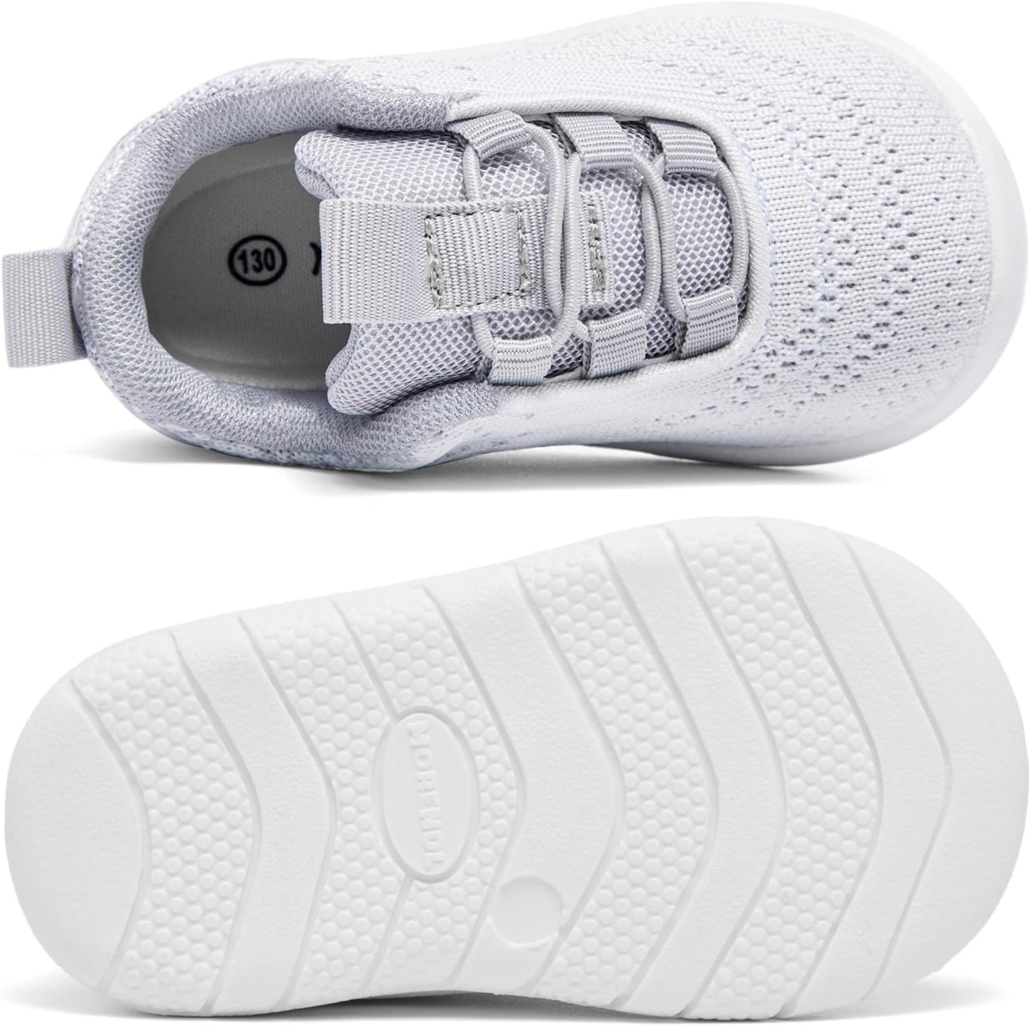 MORENDL Toddler Slip On Sneakers Baby Walking Shoes Non-Slip Breathable Unisex Pink Mesh Lace-Up