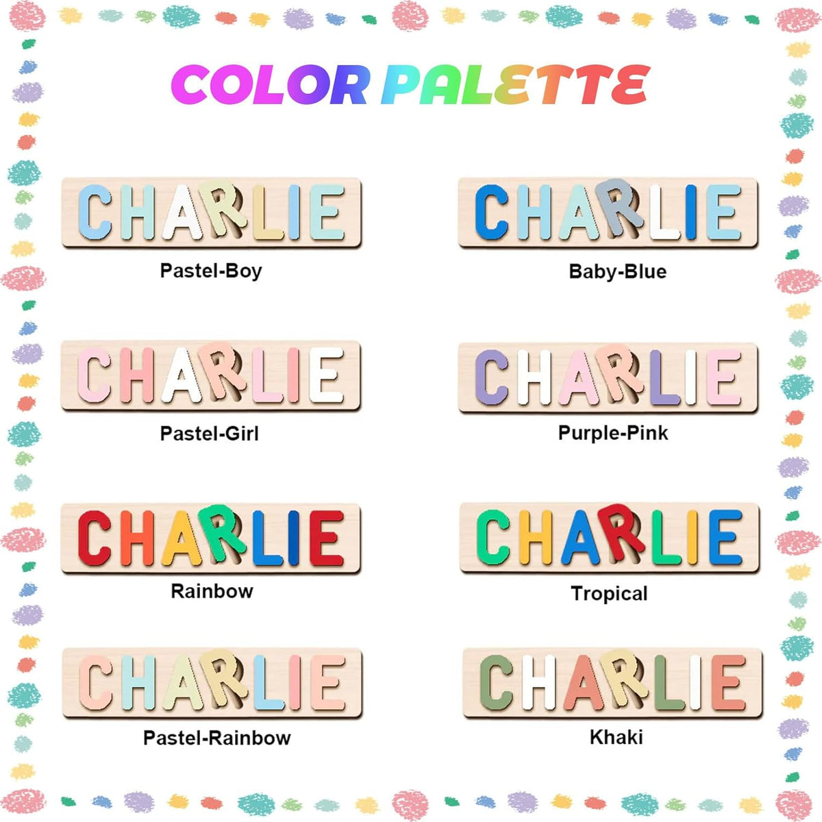 Personalized Name Puzzle for Toddlers 1-3 Wooden Alphabet Shape Number Blocks Personalized Baby