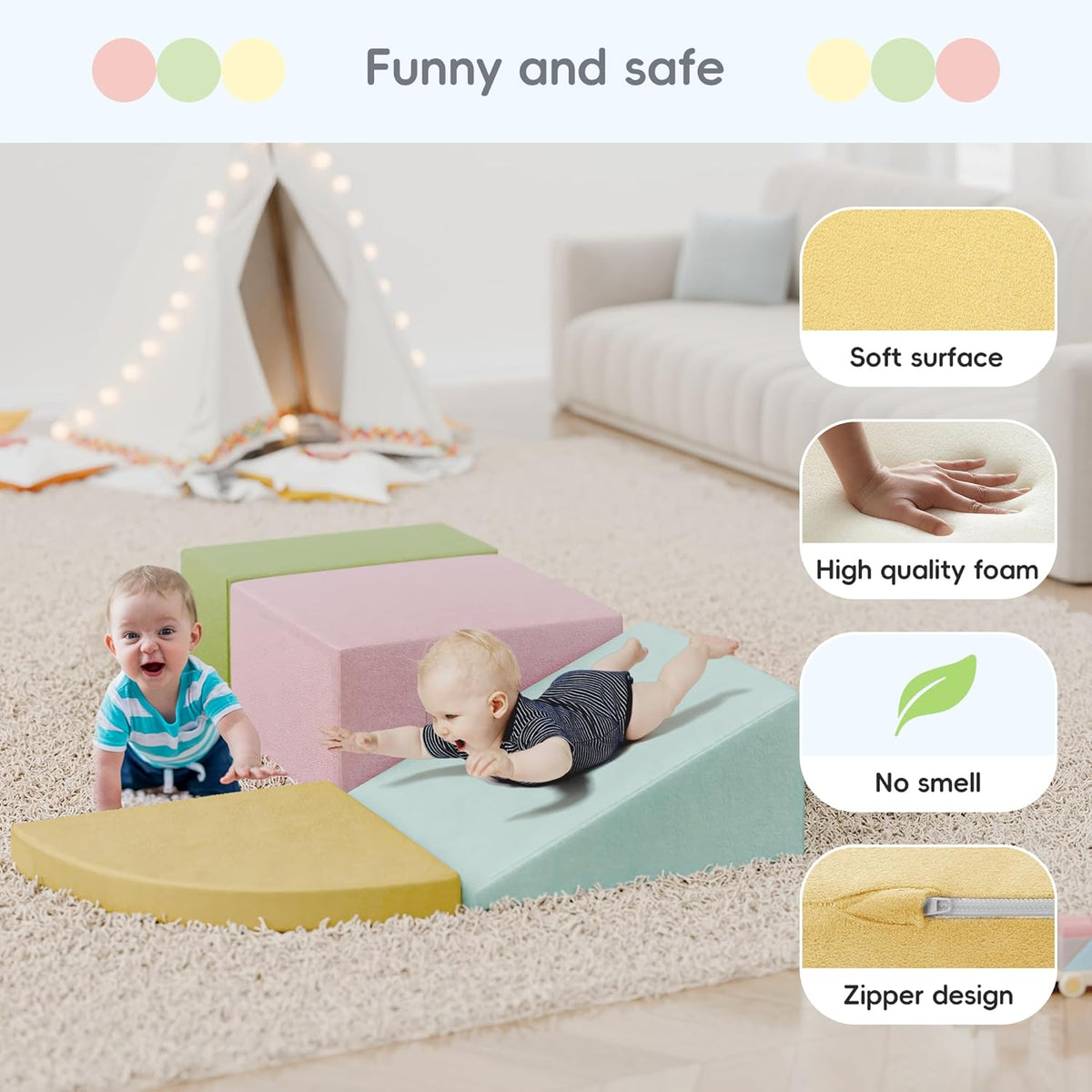 Large Baby Climbing Blocks – 6 Pcs Climbing Toys for Toddlers - Ultra High Density Soft Foam Play