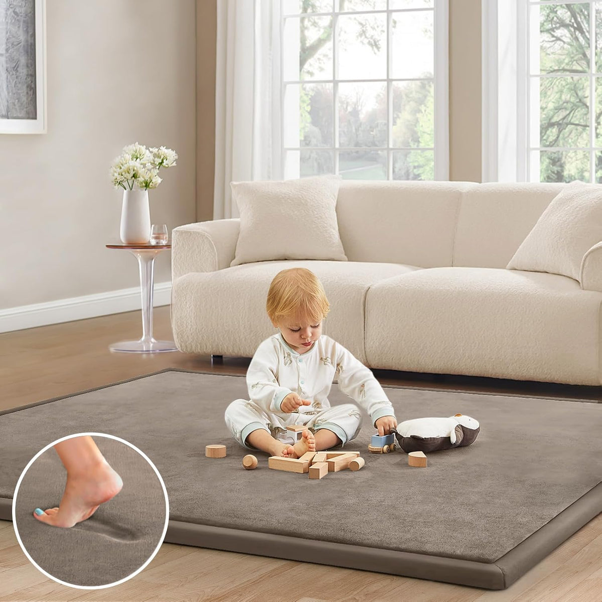 Baby Play Mat for Floor Tummy Time Mat Nursery Rug Muscle Mat Area Rug Playroom Rug Tatami Mat