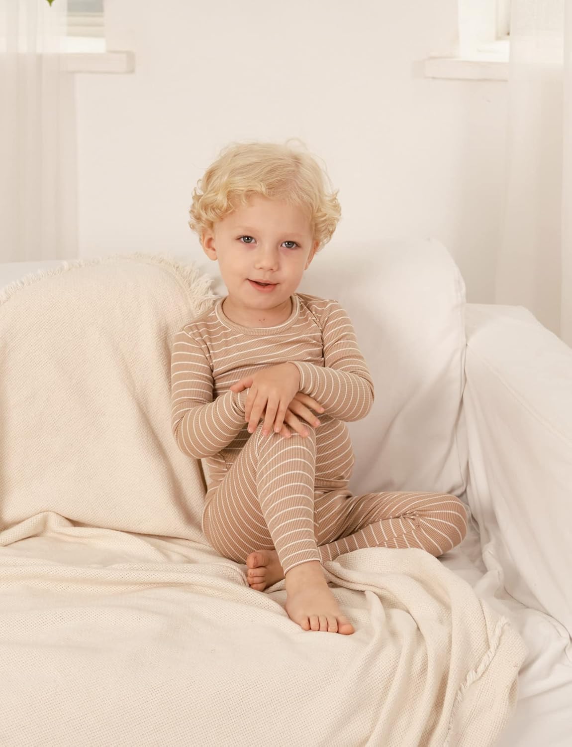 AVAUMA Stripe Pattern Baby Boys Girls Pajama Set Kids Toddler Snug fit Ribbed Sleepwear pjs for