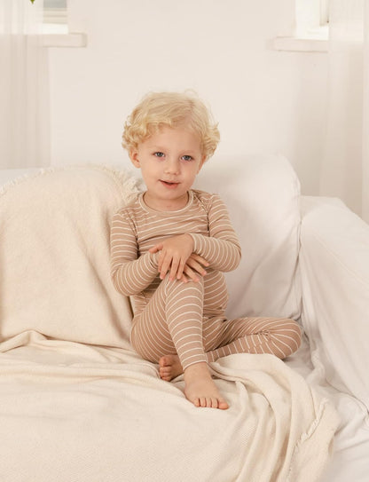 AVAUMA Stripe Pattern Baby Boys Girls Pajama Set Kids Toddler Snug fit Ribbed Sleepwear pjs for