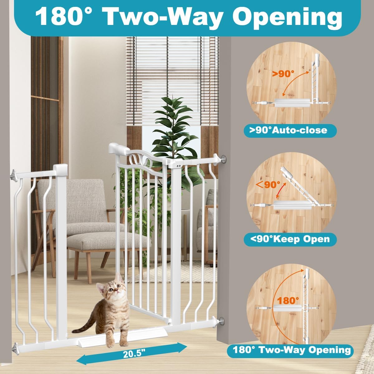 Extra Wide Baby Gate for Doorways 53.1"-62.6", Pressure Mounted Dog Gates With Door, Child Safety