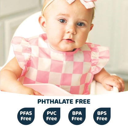 Tiny Twinkle Mess Proof Baby Bibs for Eating - Waterproof, Wipeable Bibs - Toddler Bibs - Travel