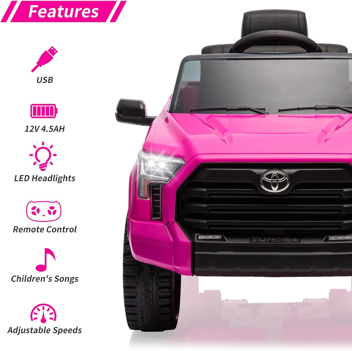 Electric Car for Kids, Licensed Toyota Tundra 12V Electric Truck, Off-Road Kids Car w/Remote