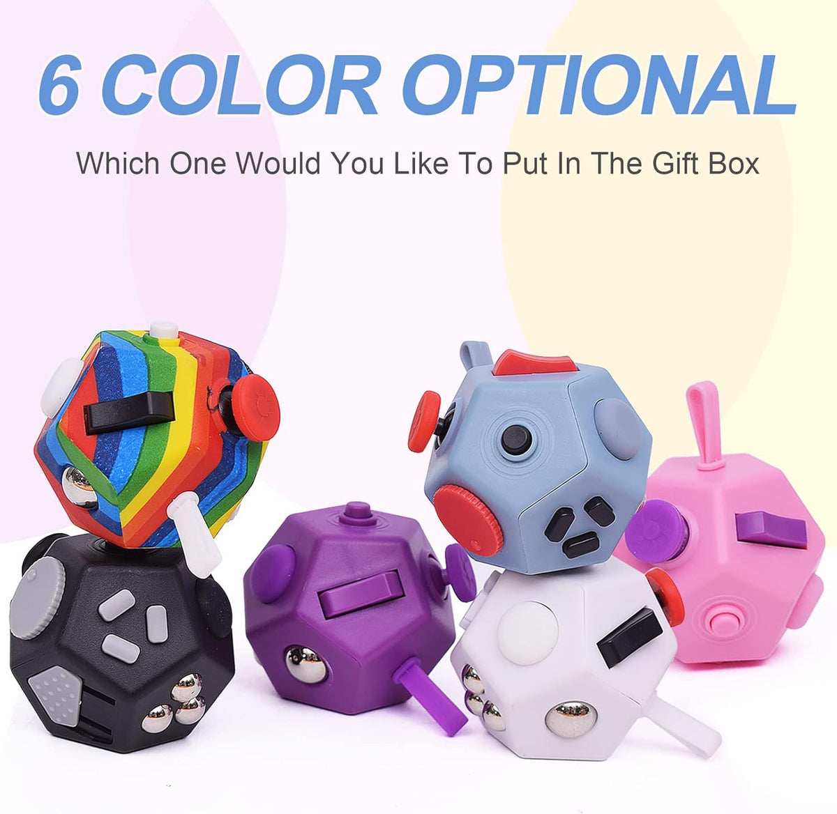 Small Fidget Toys,12 Sided Fidget Toys,Mini Cube Toys Relief Stress,Autism and Anxiety Depression