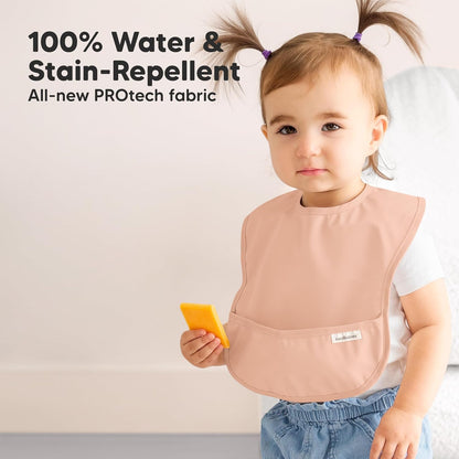 3-Pack Waterproof Baby Bibs for Eating - Lightweight Toddler Feeding Bibs with Large Food Catcher