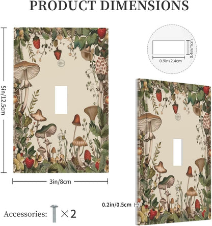 Decorative Switch Covers Plate Rustic Mushroom Garden Red Strawberry 1 Gang Wall Plate Unique