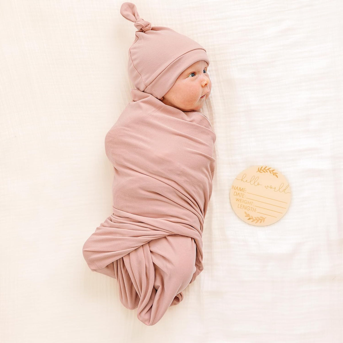 Konssy Baby Girl Newborn Receiving Blanket with Matching Headband and Beanie Set Baby Swaddle