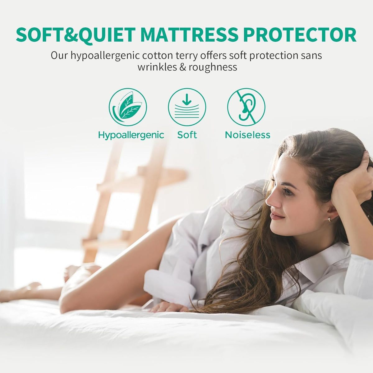 LAVANCE Premium Cotton Terry Mattress Protector – Queen Size, Waterproof Soft Noiseless Dirt-Proof