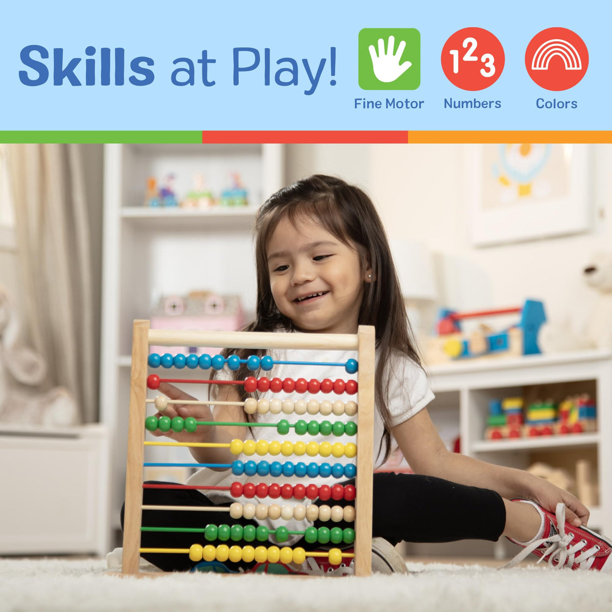 Melissa & Doug Abacus Classic Wooden Toy with 100 Beads - Preschool Learning Activities and Math
