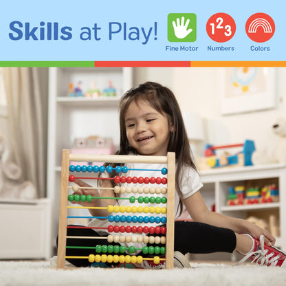 Melissa & Doug Abacus Classic Wooden Toy with 100 Beads - Preschool Learning Activities and Math