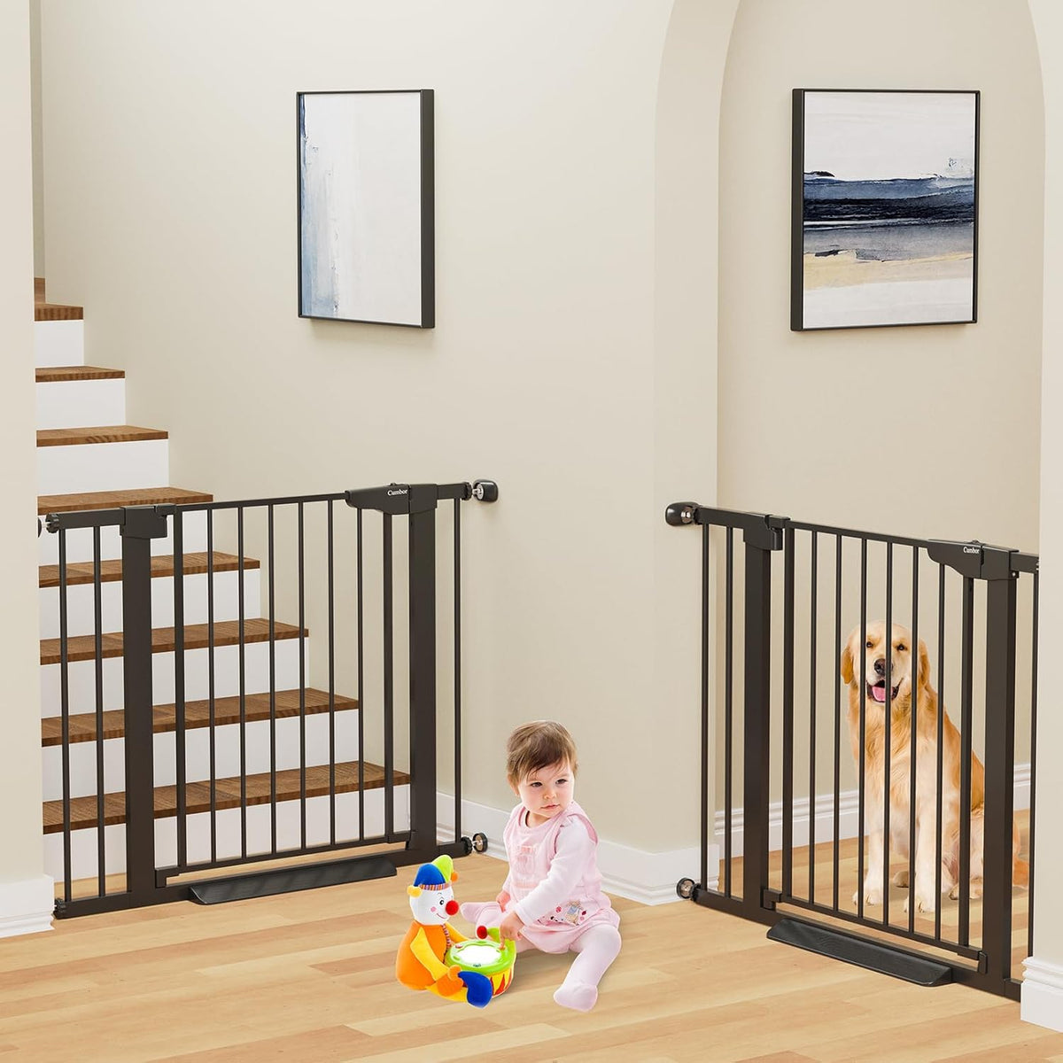 Cumbor 2 Pack 29.7-40.6" Baby Gate for Stairs, Mom's Choice Awards Winner-Dog Gate for Doorways