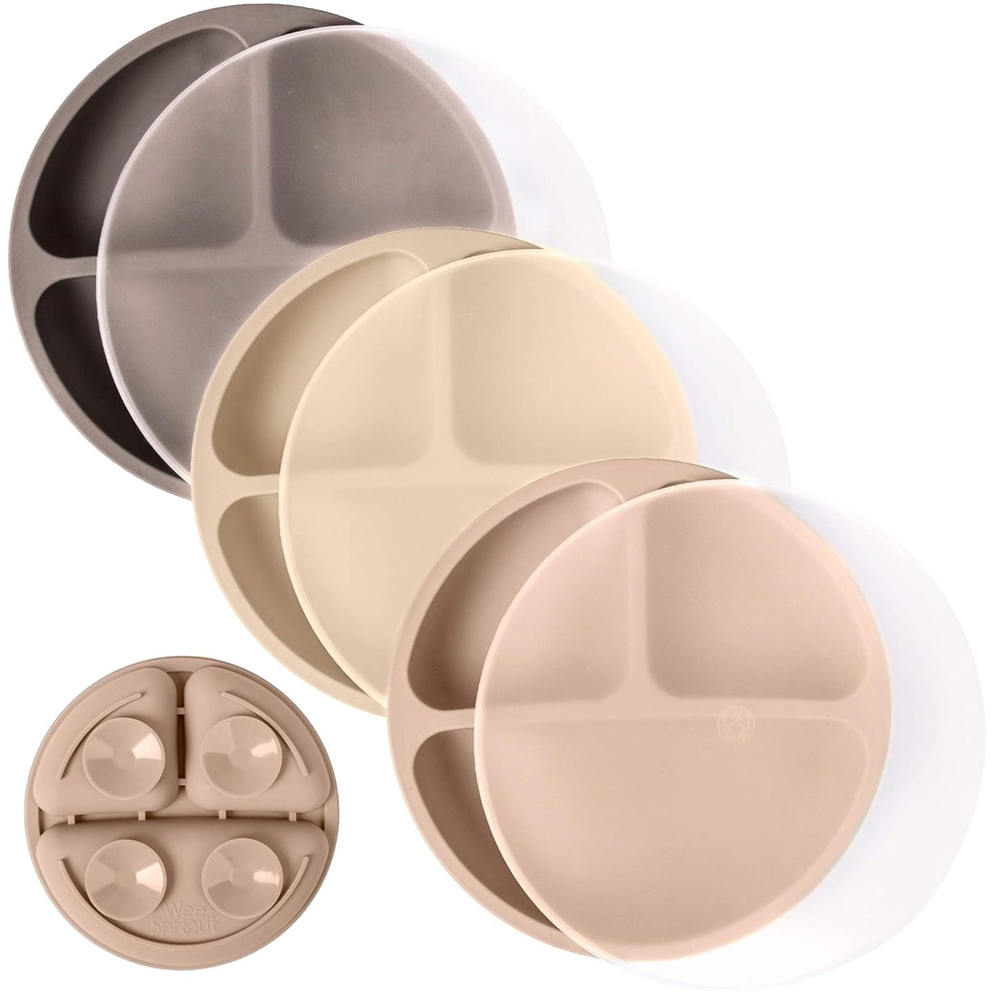 WeeSprout Suction Plates with Lids for Babies & Toddlers - 100% Silicone, Dinnerware Stays Put