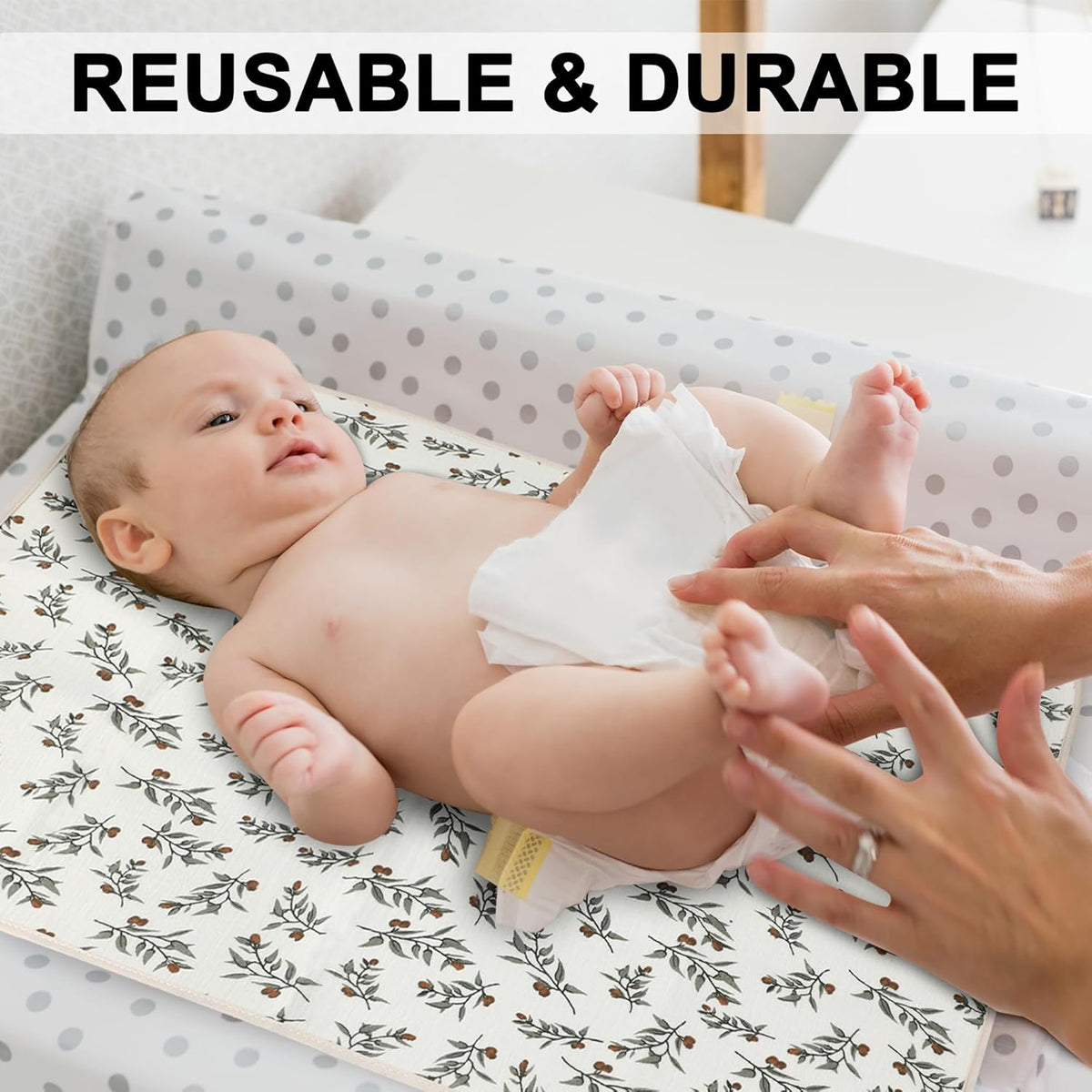 Baby Diaper Changing Pad, 19.7"x25.6" Waterproof Changing Pad Liners with 100% Muslin Cotton Front