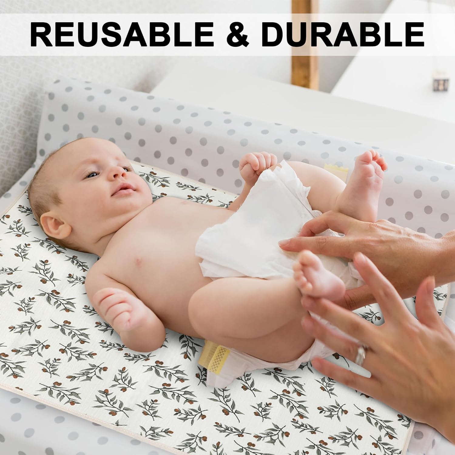 Baby Diaper Changing Pad, 19.7"x25.6" Waterproof Changing Pad Liners with 100% Muslin Cotton Front