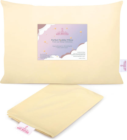 Creamy Yellow - Kona's Perfect Toddler Pillow with Softest Toddler Pillowcase - 13 x 18 inch