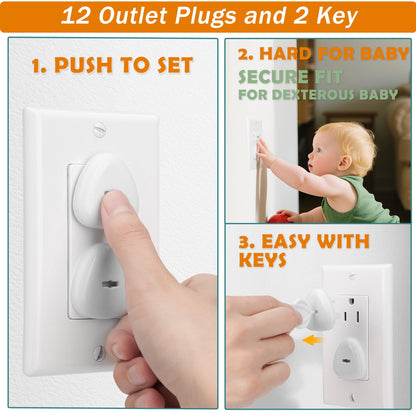 Baby Proofing Kit 60 Packs- Child Proof Essentials Set with Invisible Cabinet & Drawer Locks