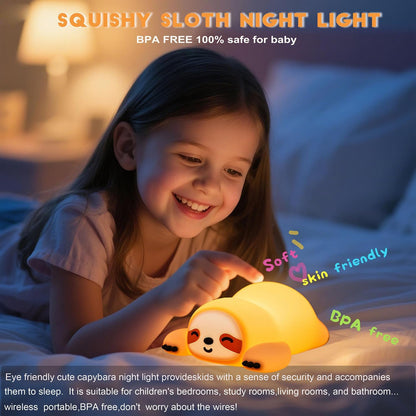 DREAMING MY DREAM Night Light for Kids,Squishy Sloth Night Light,LED Novelty Animal Nightlight,3