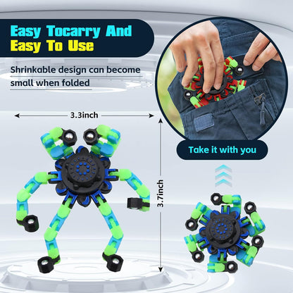 8Pcs Fidget Spinners Glow in The Dark, Fingertip Gyro DIY Deformable Robot Funny Sensory Fidget