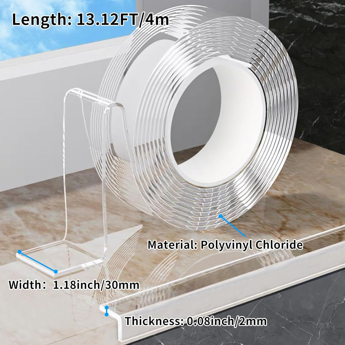 Clear Edge Protector Strip Sharp Edge Wrap Cover Tape,1.18 in x 13.12 FT,Self Adhesive Protective