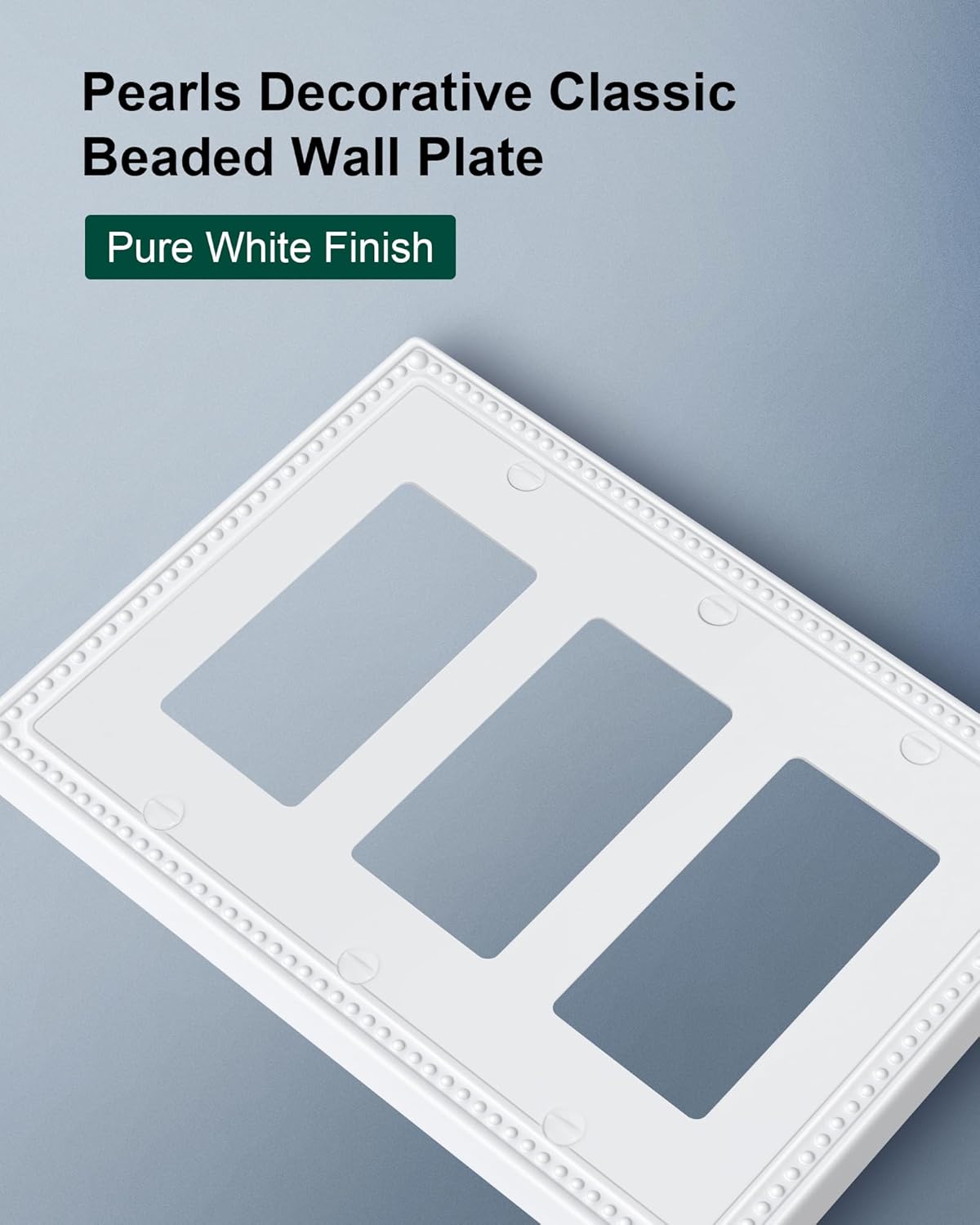 2-Pack Triple Decorator Outlet Cover Plate, Pure White Pearls Decorative Switch Plates and Outlet