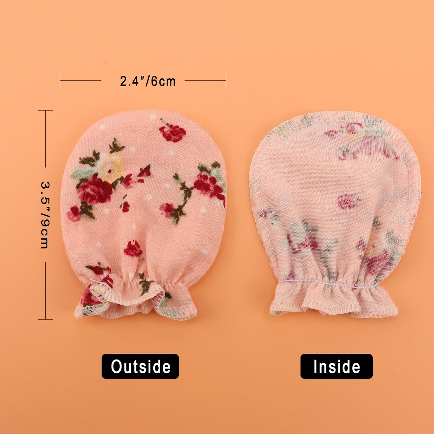 BQUBO Newborn Infant Toddler Mittens No Scratch Cotton Elastic Wrist Gloves Hypoallergenic for 0-6