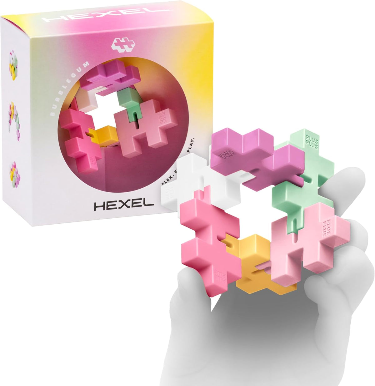 Plus-Plus - HEXEL Bubblegum - Fidget Sensory Puzzle Toy - Travel Friendly, Quiet Stress and Anxiety