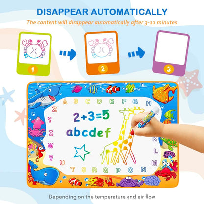 Water Doodle Mat - Kids Painting Writing Color Doodle Drawing Mat Toy Bring Magic Pens Educational