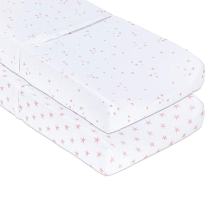 Changing Pad Cover - Cradle Sheet 100% Jersey Cotton 2 Pack for Baby Girl-Dusty Rose and Mauve Pink