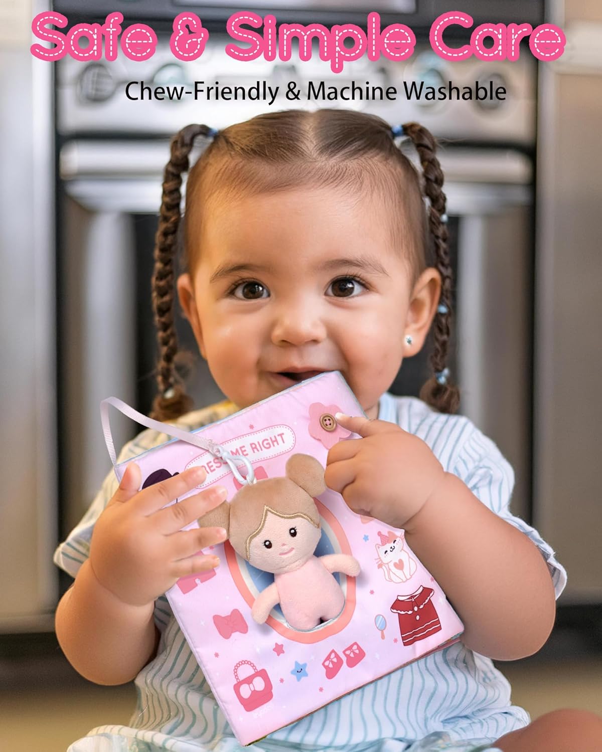 Interactive Sensory Soft Cloth Book, Educational Crinkle Quiet Activity Busy Book for