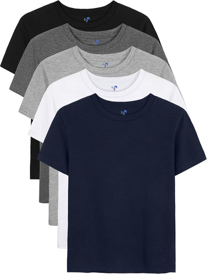 5 Pack Boys Shirts Short Sleeve Shirts for Boys Cotton T-Shirts Kids Toddler Tshirts Tees Clothes