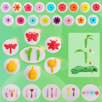 BIRANCO. Flower Garden Building Toys - Build a Bouquet Floral Arrangement Playset for Toddlers and