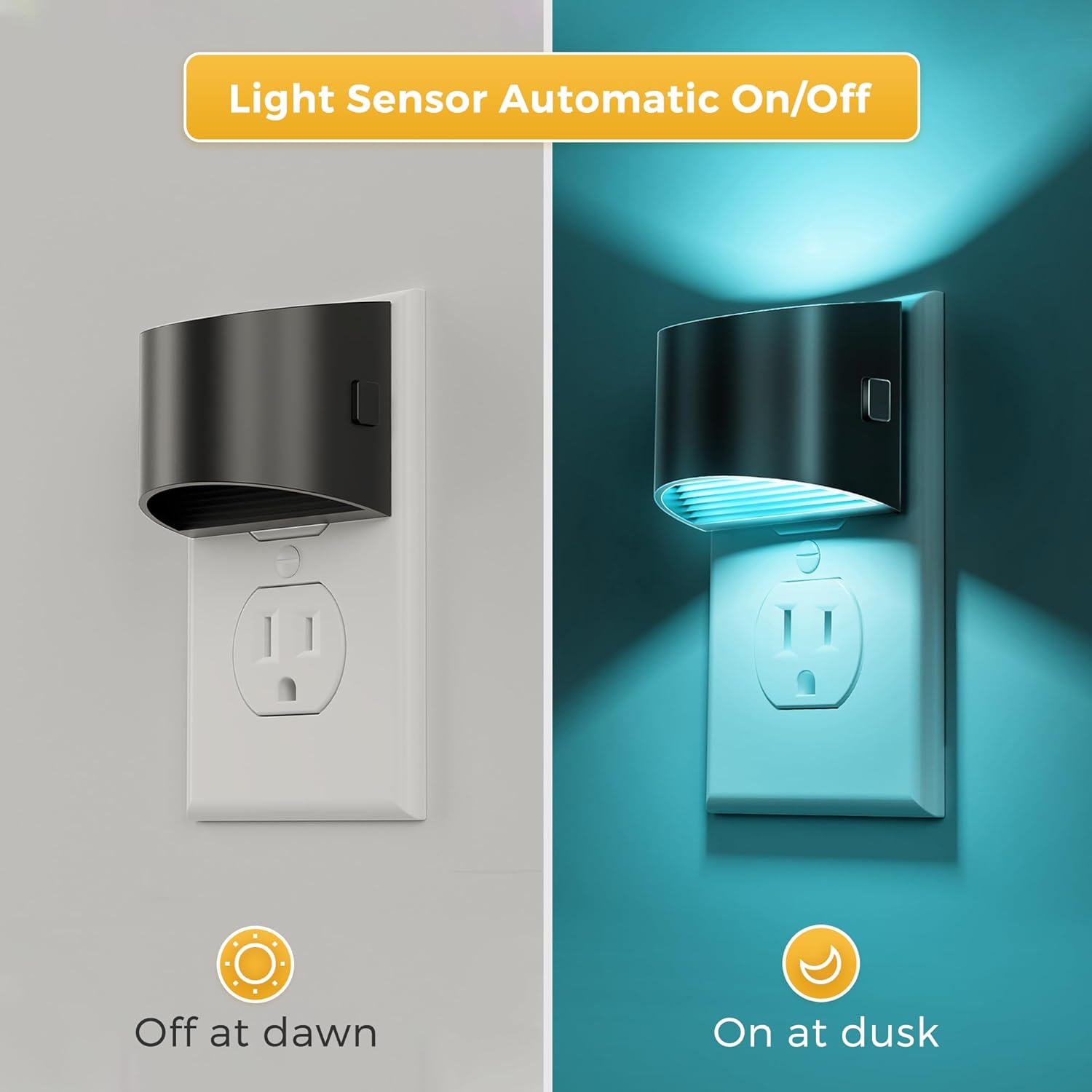 L LOHAS LED Night Lights Plug into Wall, Kids Night Lights with 8 RGB Color, Built-in Dusk to Dawn