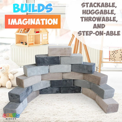 The Original Premium Plush Building Block for Kids - Certified Safe Foam Blocks in Luxuriously Soft