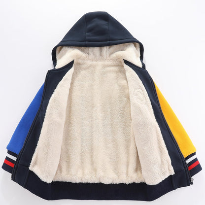 Bumeex Kids Boy's Girl's Sherpa Fleece Lined Jacket Spring Fall Winter Zip up Sweatshirt Hoodie